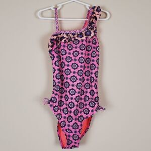 Breaking Waves Girls One Shoulder Swimsuit